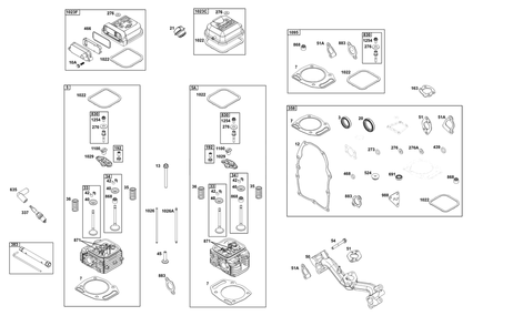 Cylinder Head Group Diagram and Parts List for 356447-0053-G1 200000 - 399999 Briggs and Stratton Engine